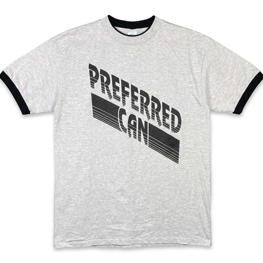 Vintage 90s Preferred Can Ringer Gray T-Shirt Men's XL LAT Sportswear Utility